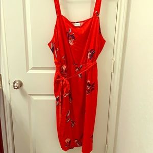 AVA VIV Tie Waist Midi Tank Dress